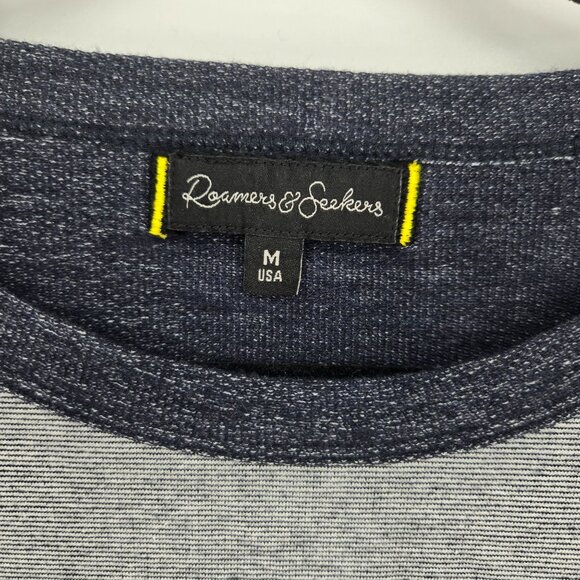 Roamers and Seekers mens size Medium Navy blue ringer short sleeve tee - Picture 3 of 8